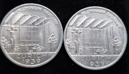 Landi 1939 Aluminium Pavillon 4x Medaille in Alu