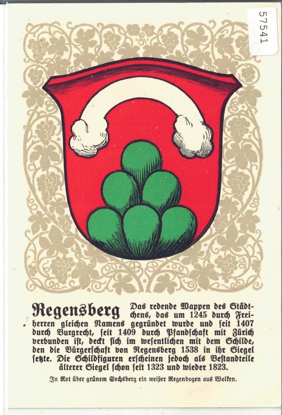 Ansichtskarten: Regensberg - Gemeindewappen – Gebraucht aus Ettingen von Kartenplanet