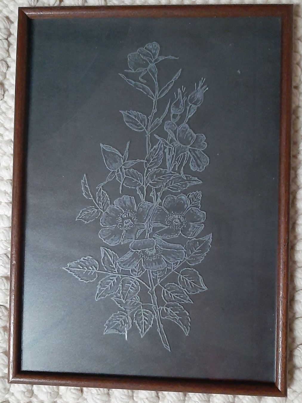 Foto & Immagini: Kunstgeritztes Blumen Glas-Bild feine Arbeit Holzrahmen – Usato da Zürich venduto da StaBla
