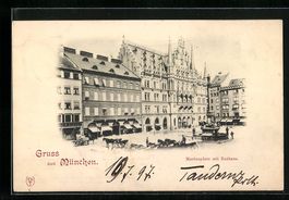 München, Marienplatz mit Rathaus, Stemp