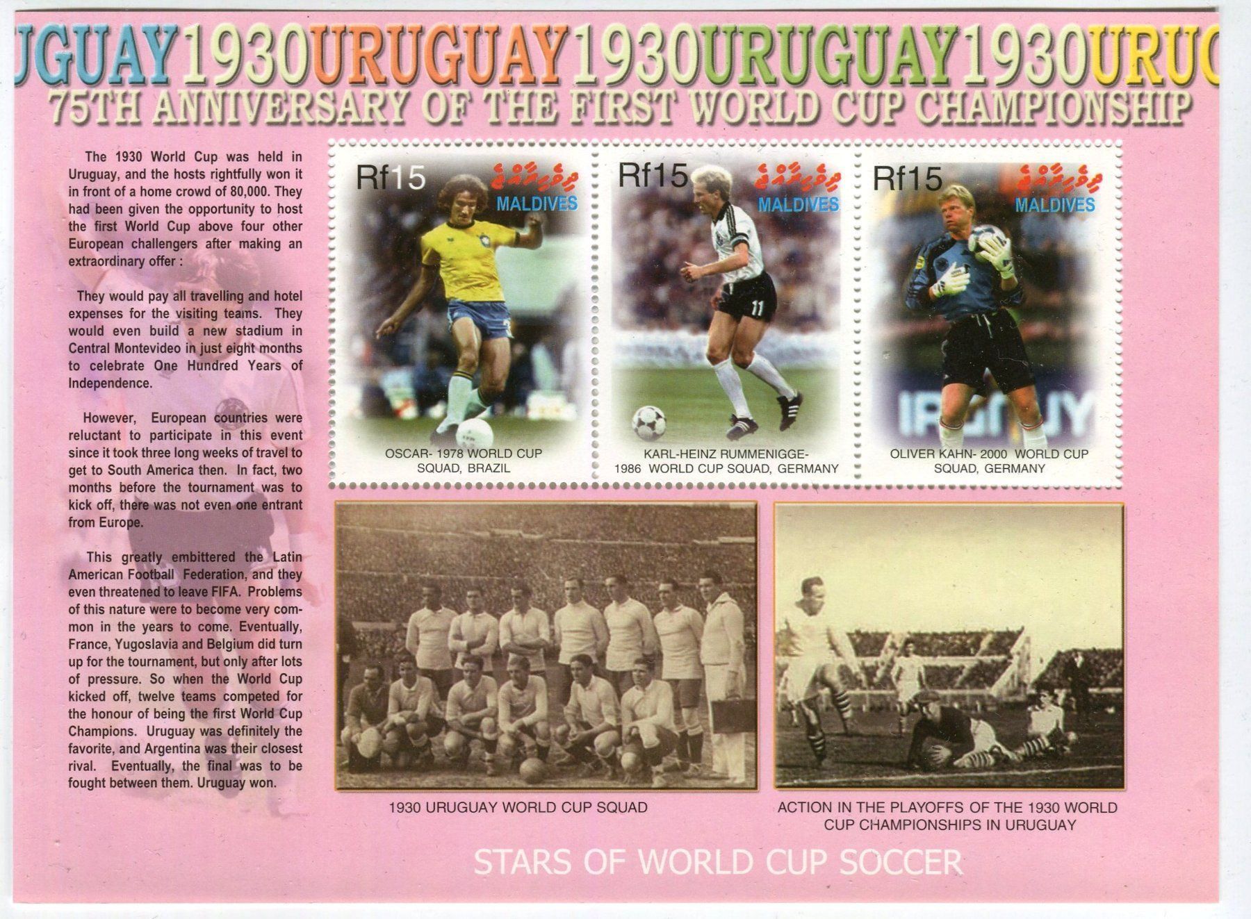 Alle Briefmarken: Block "Fussball". Malediven. – Neu und originalverpackt aus Basel von Butsch5