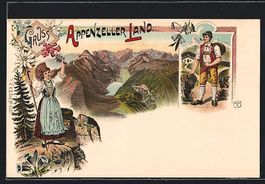 Litho Mann und Frau aus dem Appenzeller 