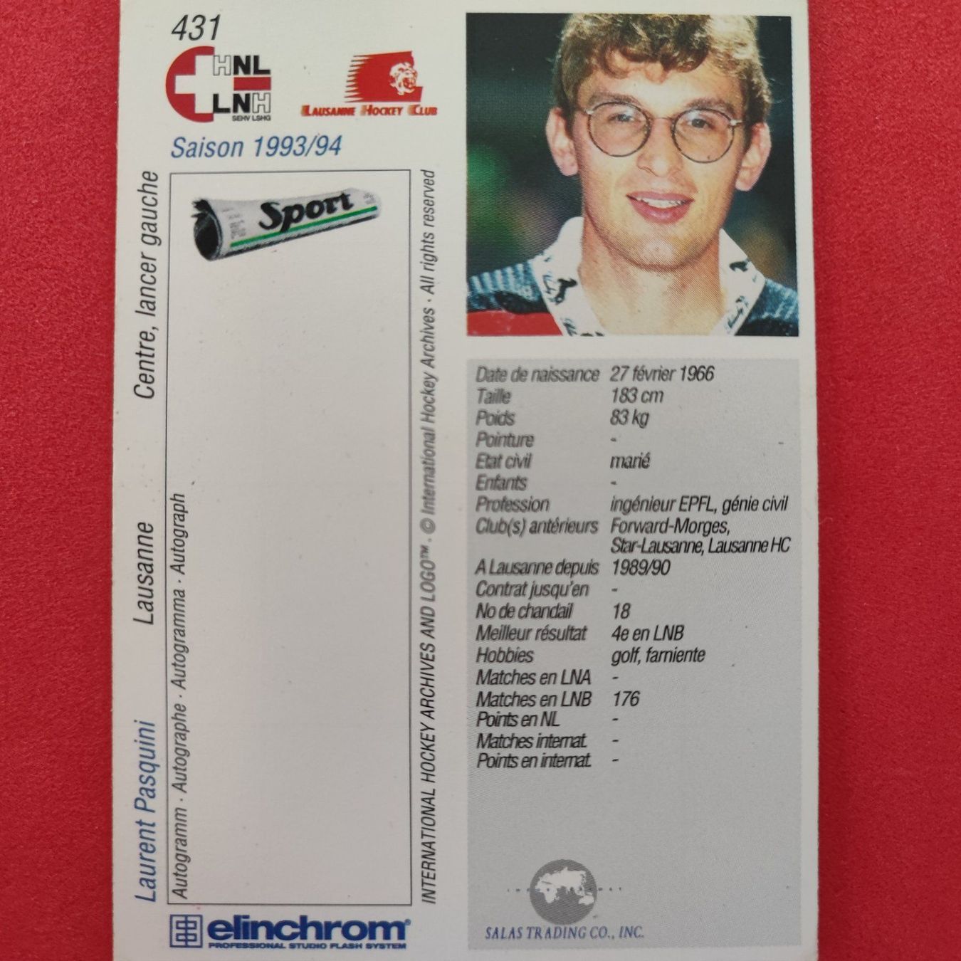 Sammelbilder & Trading cards: Laurent Pasquini - HC LAUSANNE - 1993/94 – Gebraucht aus Dübendorf von kb86_MOVIE 1
