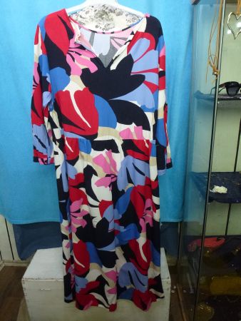 STREET ONE KLEID BUNT LANGARM GR 44 MAXIKLEID BAUMWOLLE SÜSS