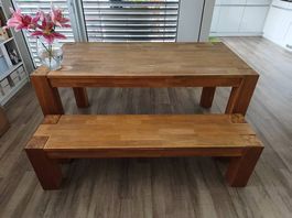 Massivholz Esstisch mit Sitzbank (Eiche)
