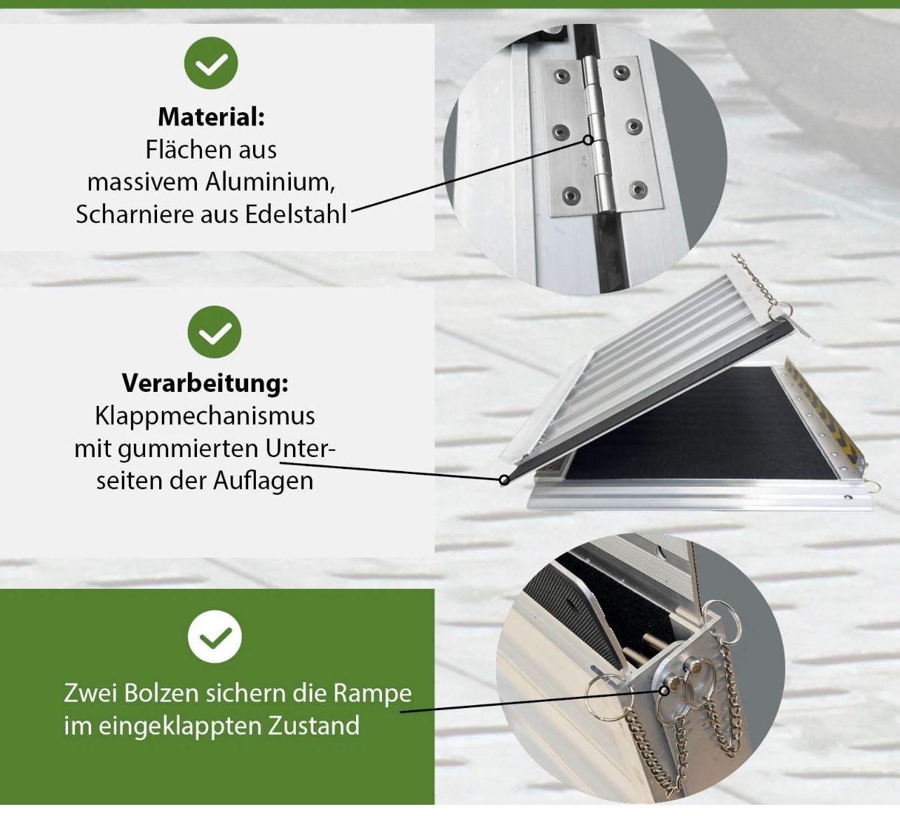 Altro: Rollstuhlrampe 184cm  Rollstuhlrampe Schwellenrampe – Nuovo e nell'imballaggio originale da Amriswil venduto da JaJa-Express 9