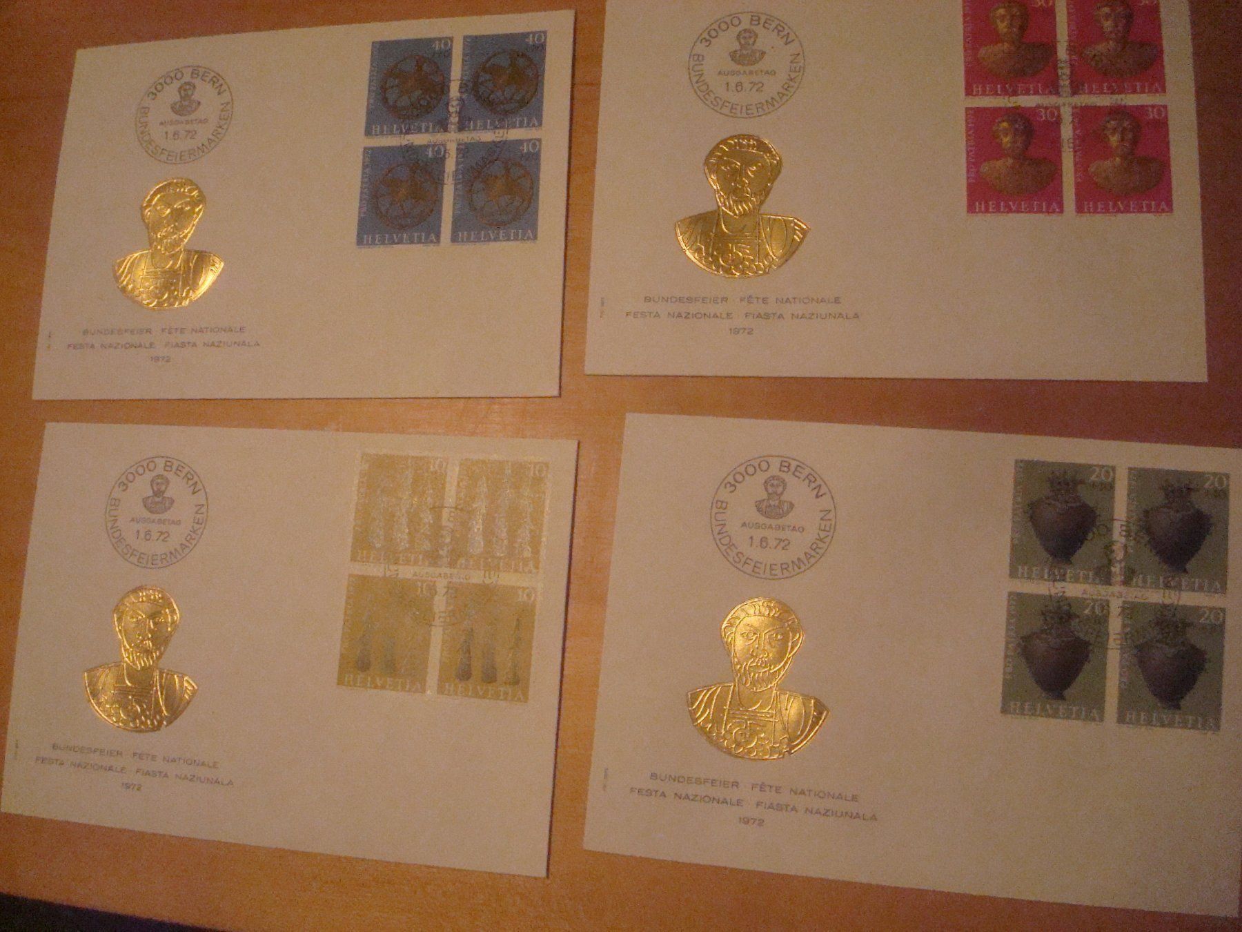 Tutti i francobolli: PP 1972 FDC Serie einzeln und 4er – Usato da Gordola venduto da Polentaefung 2