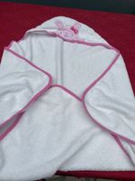 Badetuch weiss rosa mit Hase ca. 75x75cm