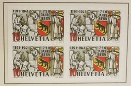 1941, Geschenkheft 750 Jahr Bern 4-Block ungezähnt Kt 1800.-
