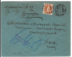 Brief mit 20 Rp. Stehende Helvetia Fraumünster-Seon