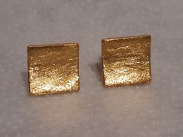 Ohrstecker Sterling Silber 925 /vergoldet Quadrat
