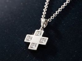 Silber 925 Anhänger Kreuz, brillant & dezent - Neu