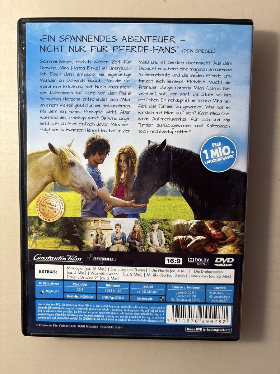 Tutti i DVDs:  Ostwind 2 - Ein spannendes Pferdeabenteuer! (2106) – Usato da Ruswil venduto da Slivio_ 1