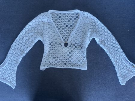 Damen Oberteil und Rock weiss gestrickt mit Schnürung 