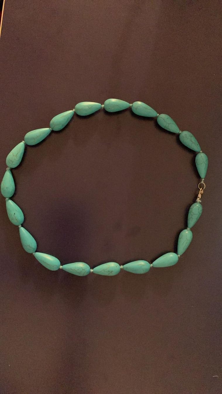 Catenine: Türkiskette turquoise kette Lang Tropfenform – Usato da Bern venduto da waves0 3