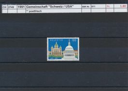 1991 Gemeinschaft "Schweiz  / USA", ** postfrisch