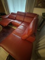 Rotes Ledersofa mit Relaxfunktion, Top Zustand!
