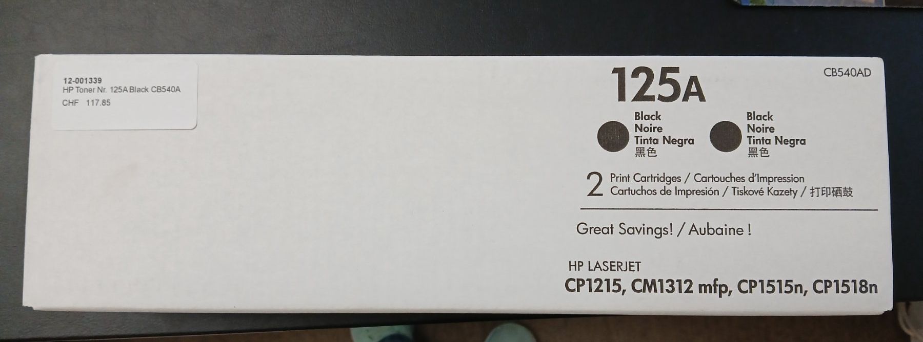 Hewlett Packard Cartucce per stampanti & toner: HP Toner Nr. 125A (CB540A) Black – Nuovo e nell'imballaggio originale da Spiez venduto da RoDo-Computer-GmbH