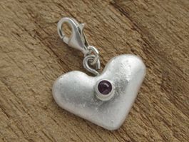 Designer Herz Anhänger Silber 999 / 925 / Rubin