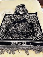 Poncho Dior jacquard con cappuccio taglia U nuovo
