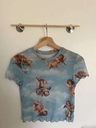 Croptop, Durchscheinend, Cherub-Design