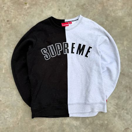 Supreme Split Crewneck Sweatshirt - M - Black/Grey, wie neu!