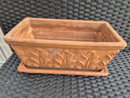rechteckiger Pflanzkasten aus Terrakotta 32x16x14cm