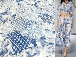 Ital. Batist Baumwolle 1.5x1.40m Patchwork blu