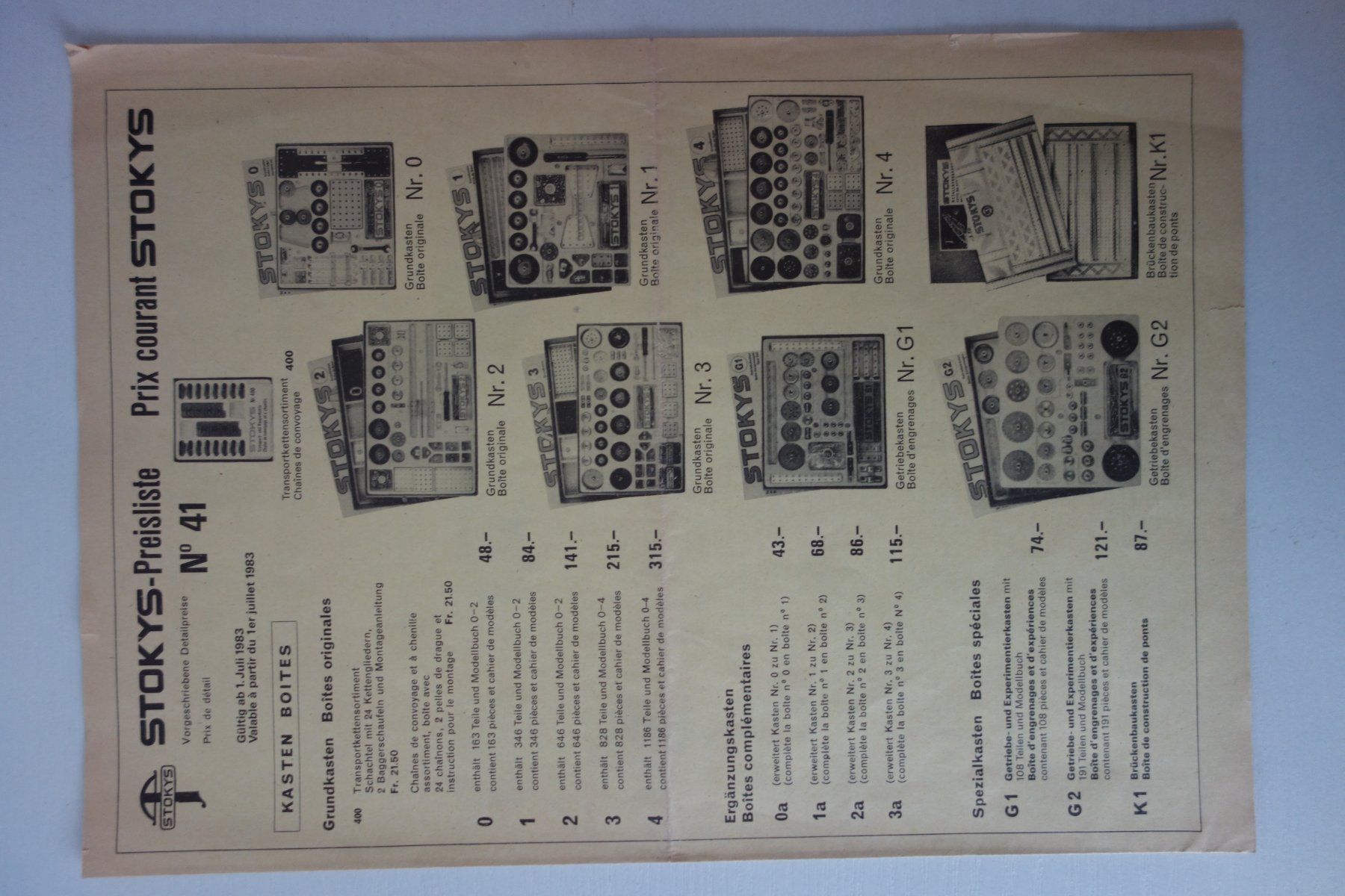 Stokys Kit di costruzioni: Stockys Preisliste Nr 41 von 1983 – Usato da Schachen b Herisau venduto da Locophon