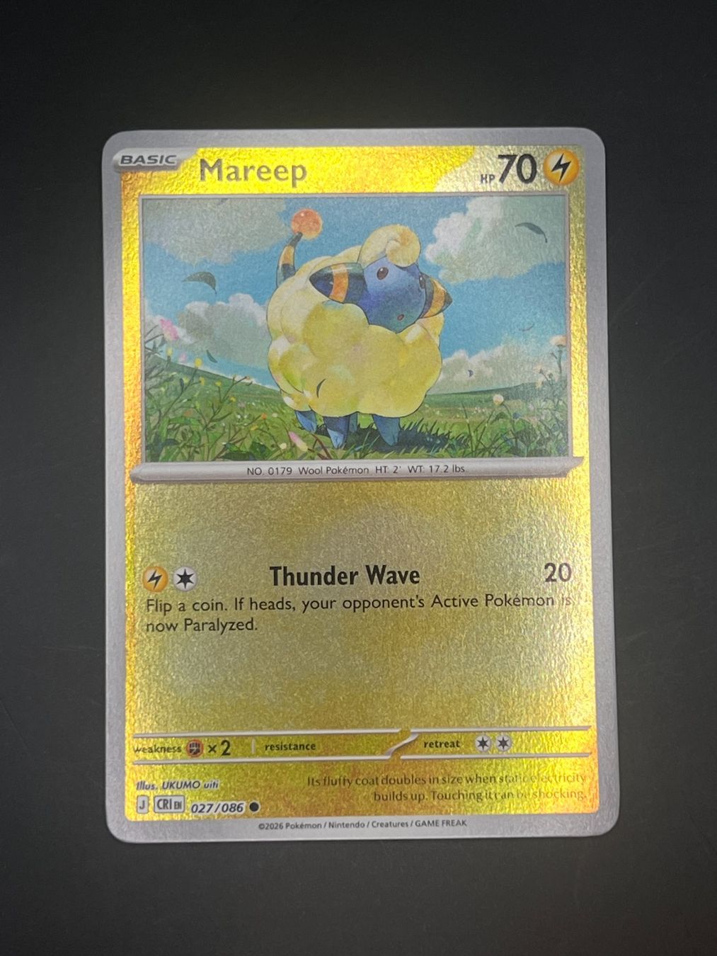 Pokémon Carte collezionabili: Pokemon Mareep 027/086 Reverse Holo CRI EN 2026 – Usato da Winterthur venduto da WintiCollect