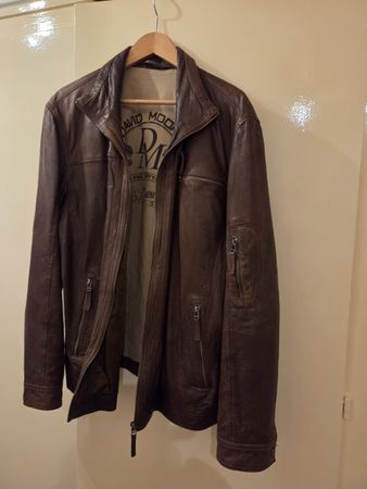 Veste en cuir brun David Moore, taille 54