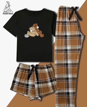Schlafanzug-Pyjama-3-teilig-Bärenliebe-super flauschig-Top