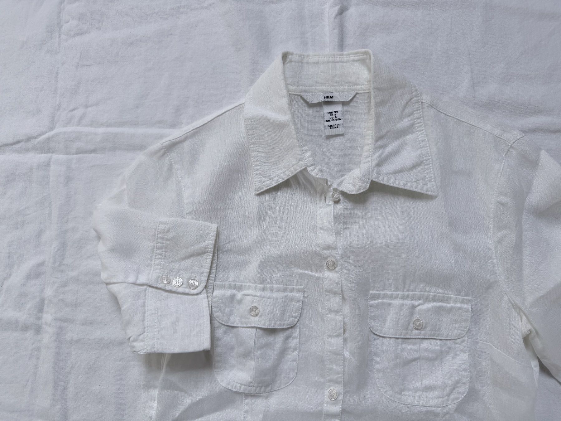 H&M Camicette: H&M, Leinenbluse kurzarm, weiss, Gr. 34 – Nuovo (secondo la descrizione) da Basel venduto da Solaia28 1