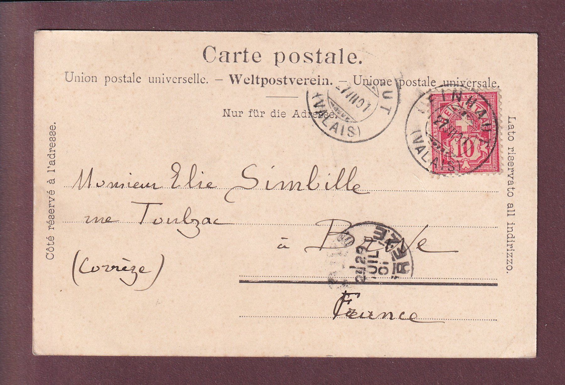 Cartoline postali: FINHAUT et Bel Oiseau - 1901 // pli d'angle // – Usato da Pully venduto da nicecards 1