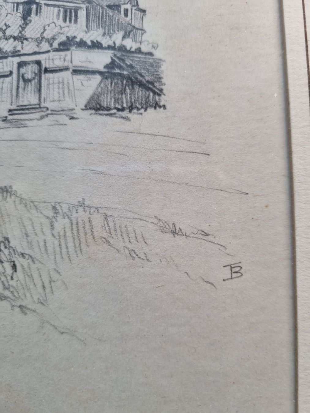 Foto & Immagini: Original Bleistiftzeichnung "Der Baumgarten" mit Goldrahmen. – Usato da Trachslau venduto da post35 4