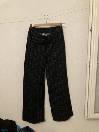 Trousers ZARA Checked Pattern Black White Size 164 