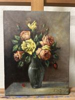 Ölgemälde Stillleben Rosen – signiert E. Leuthold – 28 x 35