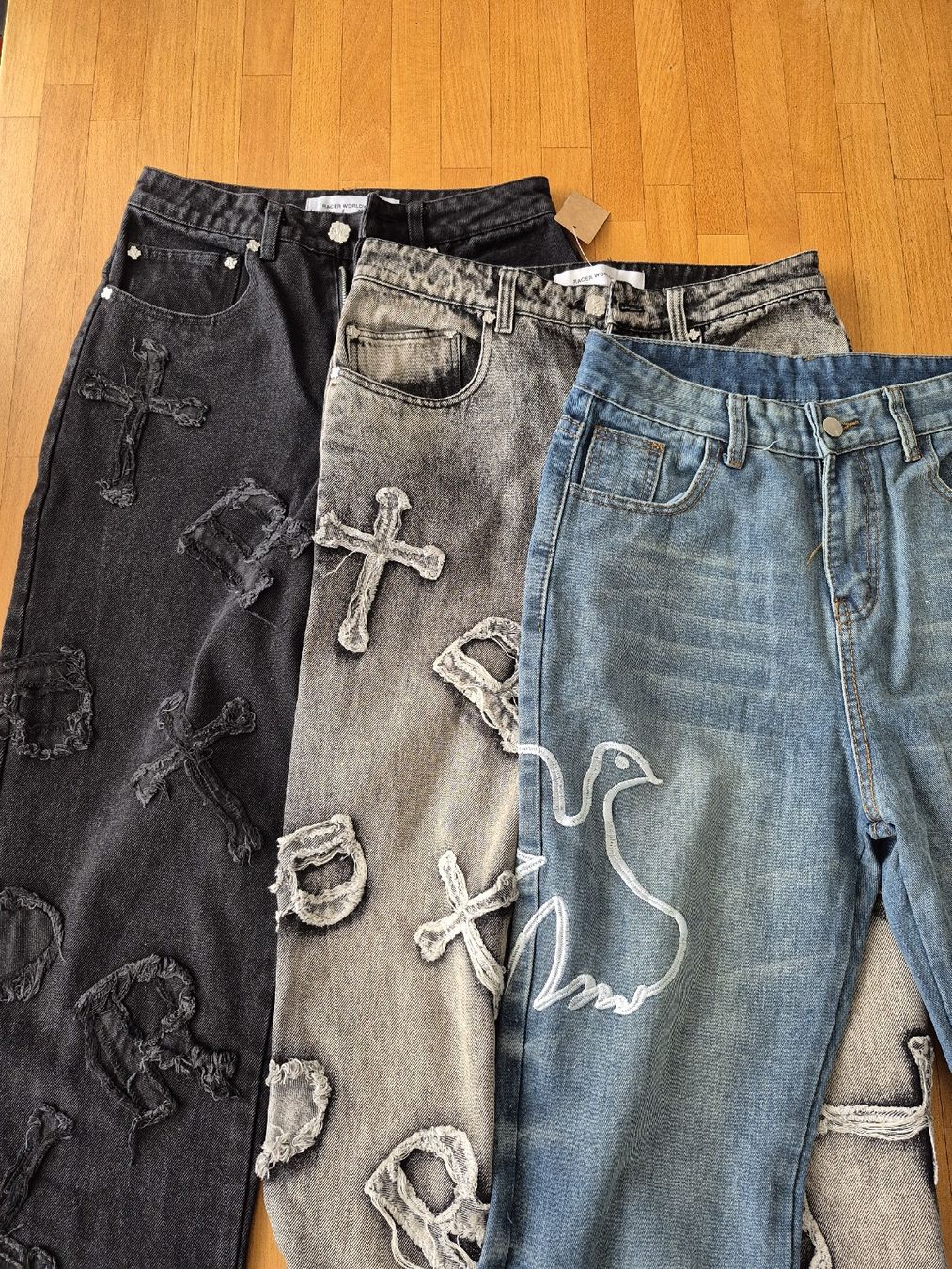 Lotti di vestiti: 3x Y2K Patchwork Jeans, Gr.XS-S – Nuovo (secondo la descrizione) da Wädenswil venduto da Orso31