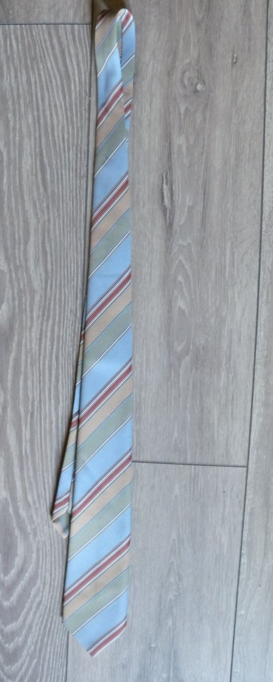 Cravatte: Herren Krawatte, gestreift, hellblau-beige-grün, Top – Usato da Hauenstein venduto da davia72