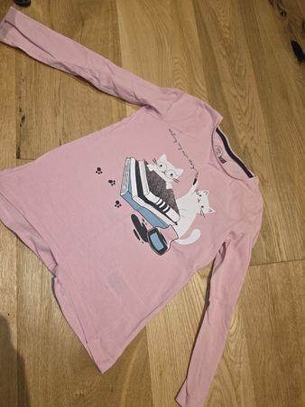 Rosa Langarmshirt mit Katzen Motiv, Grösse 122
