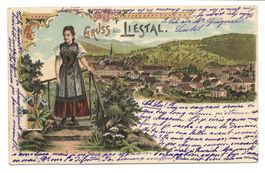 Gruss aus Liestal (BL) Dorfpartie - Tracht - Litho - 1900