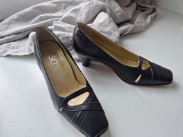 Schicke Lederpumps von Scolaro, Gr. 33.5 dunkelblau