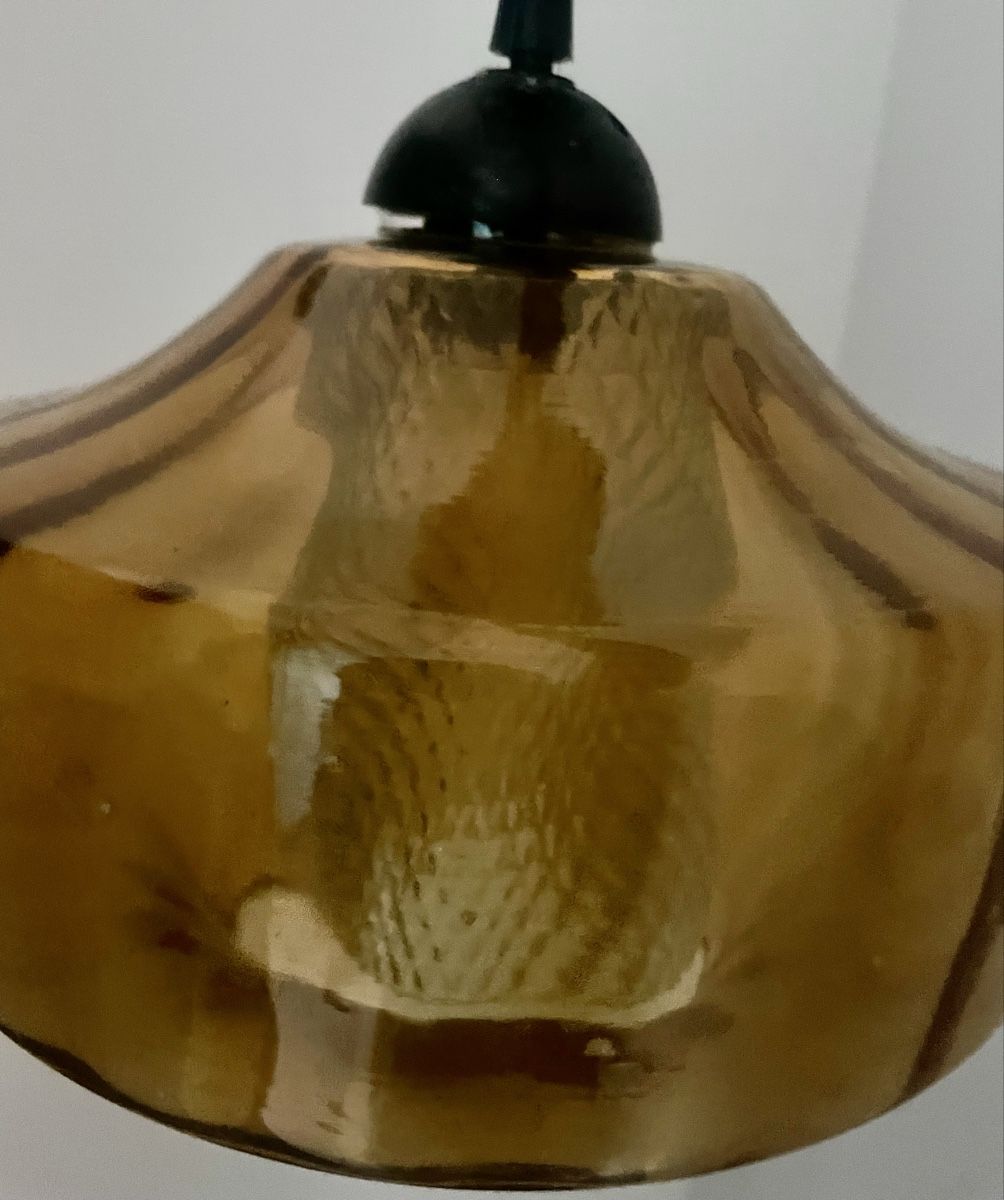 Lampade: Retro Hängeleuchte Glas bernsteinfarben Glas  – Usato da Au ZH venduto da Jaggy4 4