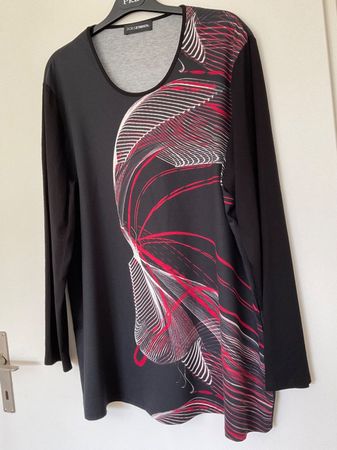DORIS STREICH Langarm Tunika Gr 50 NEU! Schwarz/weiss/rot
