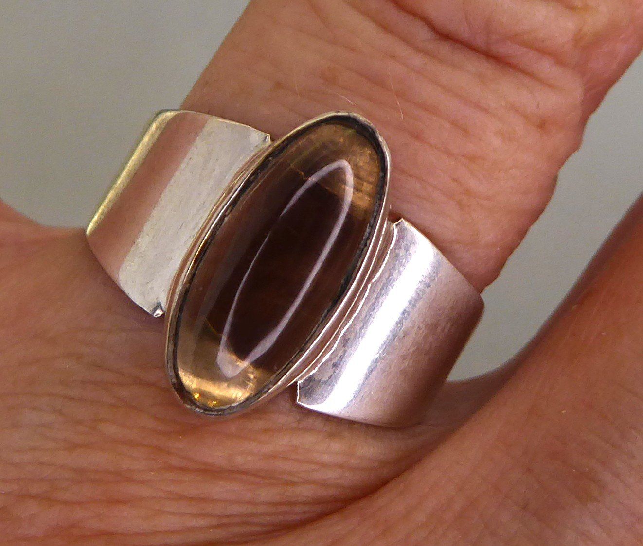 Anelli: Ring 800 Silber mit Quarz Stein um 1965 – Usato da Muri AG venduto da Lineli2020