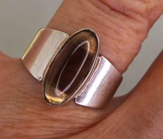 Ring 800 Silber mit Quarz Stein um 1965