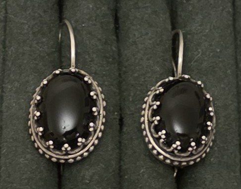 Boucles d'oreille: Wunderschönen Ohrringe Silber  Onyx-Stein oval – D'occasion à Basel par sci_67ms