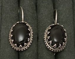 Wunderschönen Ohrringe Silber  Onyx-Stein oval