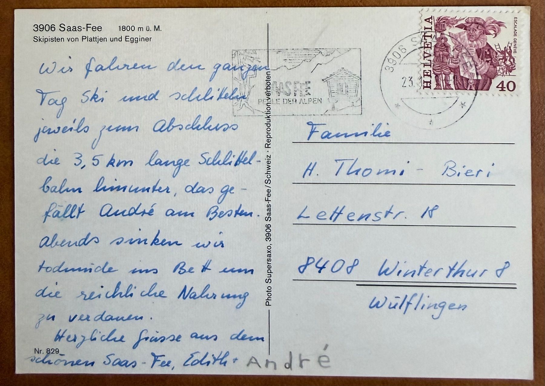 Ansichtskarten: Saas - Fée - Panorama skipisten – Gebraucht aus Lutry von Ediego 1