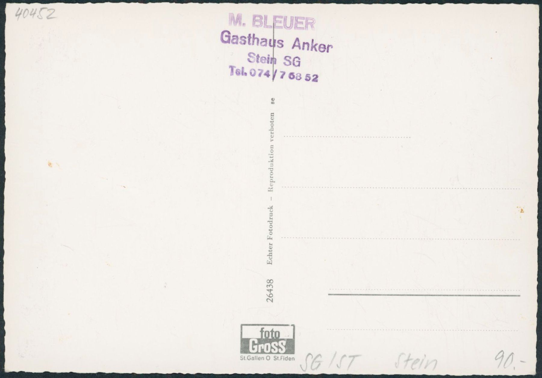 Cartes postales: SG Stein – Neuf (Voir description) à Schindellegi par Jonathan77 1